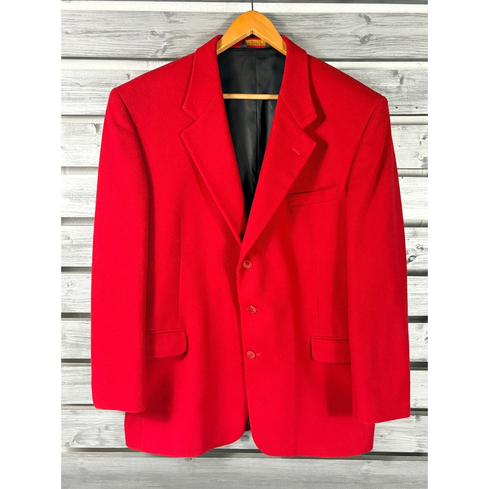 Stefano di Roma Mens 46R Red Blazer Jacket Made in USA Cashmere/Wool vtg